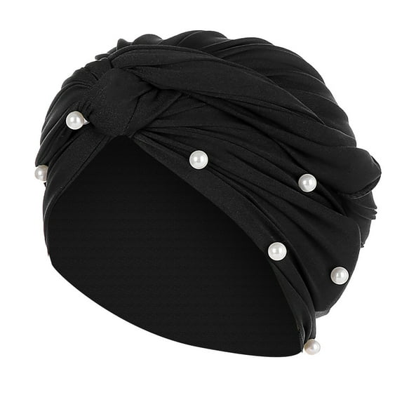 Fimkaul Head Wraps for Women Beanie Hat Muslim Ruffle Beading Turban Pearl Wrap Baseball Mens Winter Caps