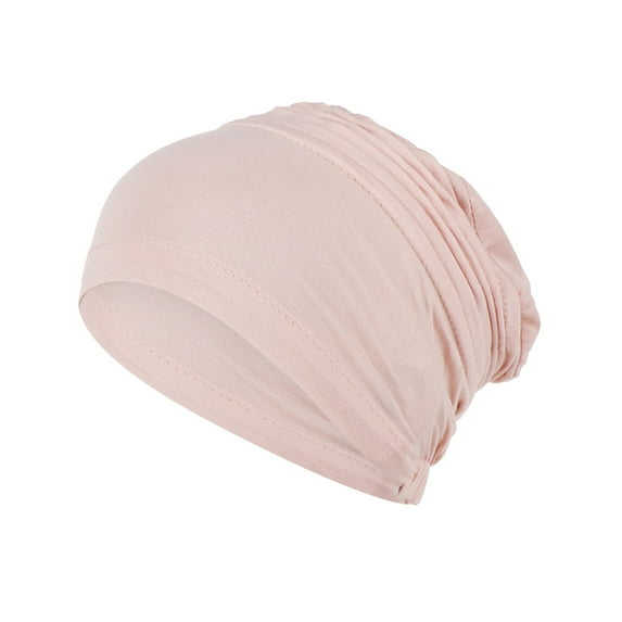 Fimkaul Head Wraps for Women Solid Pleated Bottom Small Silk Cotton Headscarf Muslim Headscarf Turbans Hat Headbands