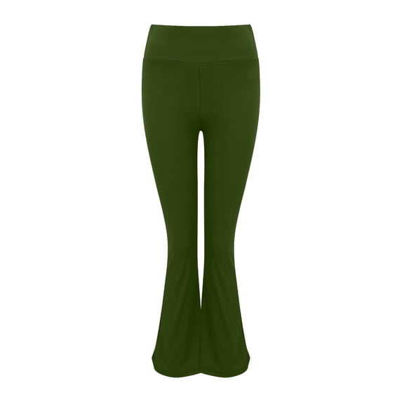 Fimkaul High Waist Leggings for Women Solid Fashionable Casual High Waisted Sports Yoga Flared Pants Yoga Pants Green XL