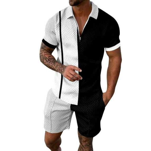 Fimkaul Mens Summer 2 Piece Outfits Short Sets 3D Suit Shorts Beach Tropical HawaiianSS Body Sports Shorts Suit Sports Suit Short Sleeve Tracksuits Black 5XL