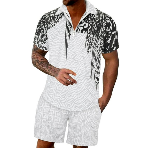 Fimkaul Mens Summer 2 Piece Outfits Short Sets 3D Suit Shorts Beach Tropical HawaiianSS Body Sports Shorts Suit Sports Suit Short Sleeve Tracksuits Dark Gray XL