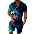 thumbnail image 1 of Fimkaul Mens Summer 2 Piece Outfits Short Sets 3D Suit Shorts Beach Tropical HawaiianSS Body Sports Shorts Suit Sports Suit Short Sleeve Tracksuits Green XL, 1 of 5