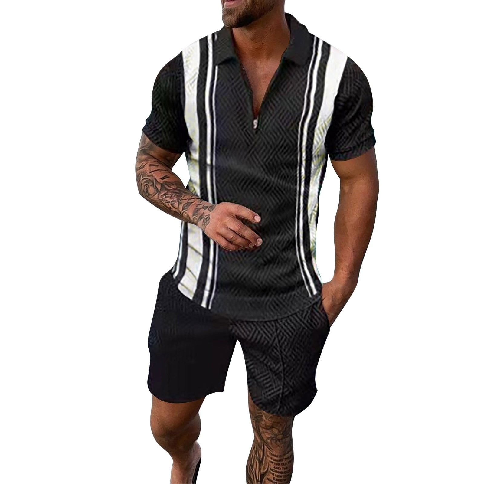 Fimkaul Mens Summer 2 Piece Outfits Short Sets Shirt And Shorts Set Casual Suit Shorts Set Short Sleeve Tracksuits Dark Gray XL