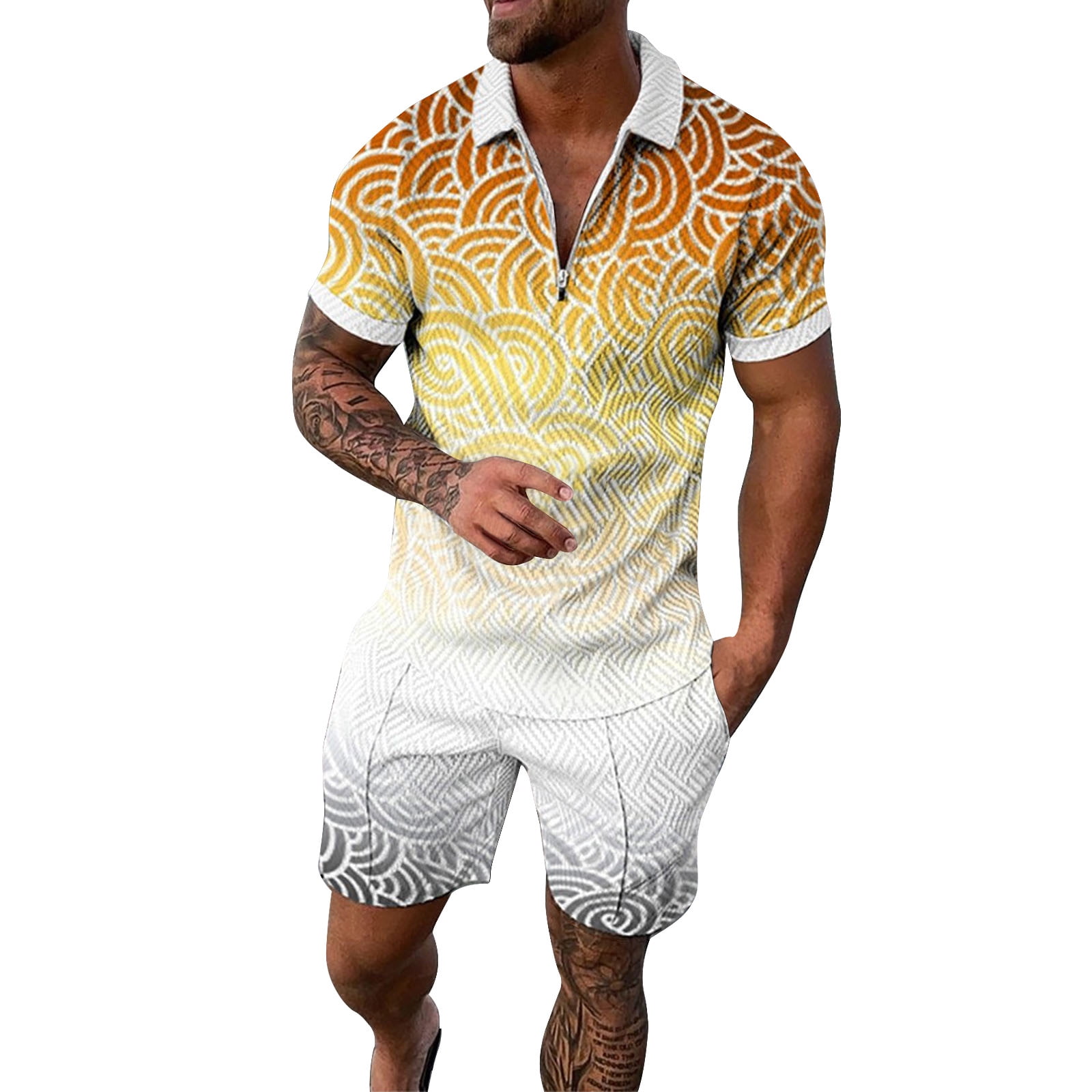 Ensemble été Homme 2 Pièces - Short Et T-shirt Sport, Respirant, Grande Taille, Pour Jogging, Plage