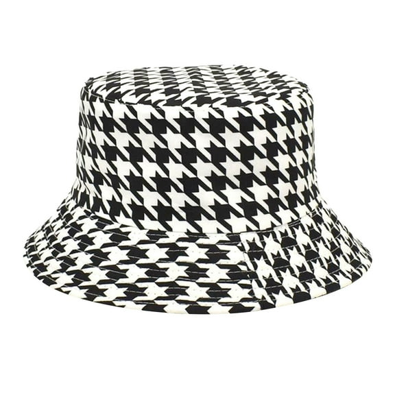 Fimkaul Summer Womens Bucket Hat Men Caps Flowerpot With Plaid Print Can Be Worn Double Sided Adult Fisherman For Spring Shade Hat Sun Hats