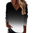 thumbnail image 1 of Fimkaul Sweatshirts for Women Casual Loose Gradient Printing V Neck Top Shirts Tops Black L, 1 of 6