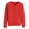 thumbnail image 1 of Fimkaul Teacher Sweater Womens Basic Crew Neck Long Sleeve Button Down Cardigan Red M, 1 of 6