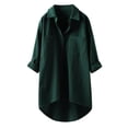 thumbnail image 1 of Fimkaul Women's Button Down Shirts Winter Fall Plus Size Long Sleeve Casual Tops Down Long Sleeve Linen Blouse Army Green L, 1 of 3