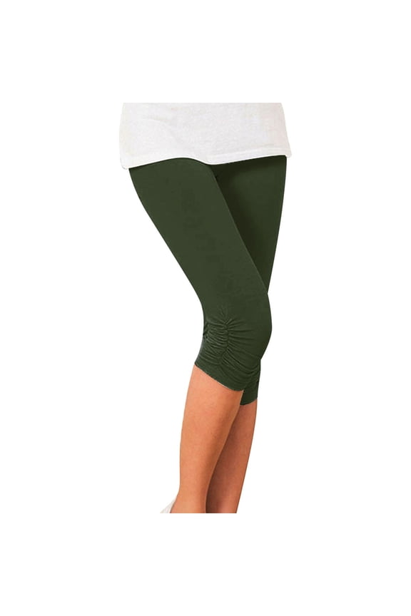 Women's High Waist Yoga Pants Stylish Fall and Winter Stretch Pleated Bottoms Tight Stretch Seven Minute Bottoms Tummy Control Workout Running Yoga Leggings for Women 2XL