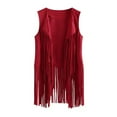 thumbnail image 1 of Fimkaul Women's Jacket Coats Winter Fall Sleeveless Casual Tops Tassel Vest Slim Vest For Open Front Jackets Coat Red L, 1 of 6