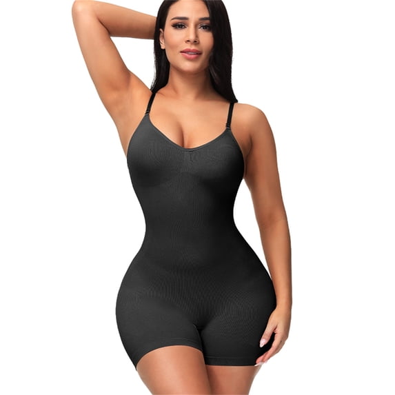 Fimkaul Women's Shapewear Tummy Control Bodysuit Shaping Waist Tights Slim One-Piece Belly Bra Body Shaper Black L
