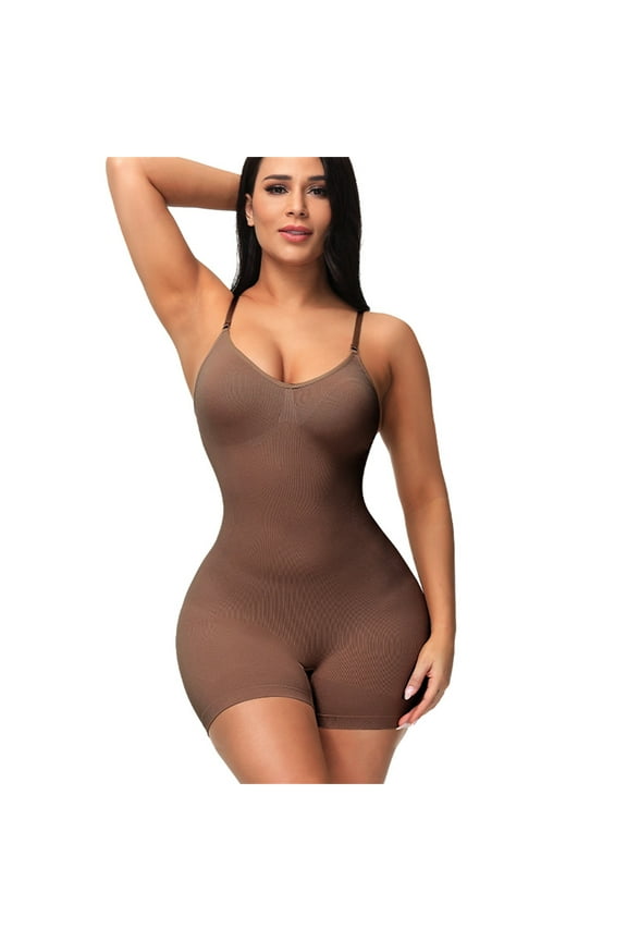Women's Shapewear Tummy Control Bodysuit Shaping Waist Tights Slim One-Piece Belly Bra Body Shaper Coffee M