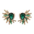 thumbnail image 1 of Fimkaul Women's Stud Earrings Vintage Rhinestone Statement Retro Fancy Cluster Crystal Drop Dangle Bling Colorful Gifts Green, 1 of 4