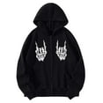 thumbnail image 1 of Fimkaul Women's Sweatshirt Hoodies Winter Fall Long Sleeve Casual Tops Skeleton Print Gothic Style Hoodlies Zipper Thermal With Pocket Coat Sweatshirts Black XXL, 1 of 4