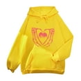 thumbnail image 1 of Fimkaul Women's Sweatshirt Hoodies Winter Fall Plus Size Long Sleeve Casual Tops Cute Kawaii Heart Printing Pullover Teen Aesthetic Clothes Sweatshirts Yellow L, 1 of 4