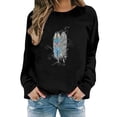 thumbnail image 1 of Fimkaul Women's Sweatshirt Hoodies Winter Fall Plus Size Long Sleeve Casual Tops Feather Print Fashion Top Sweatshirts, 1 of 4