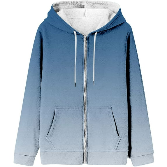 Fimkaul Women's Sweatshirt Hoodies Winter Fall Plus Size Long Sleeve Casual Tops Round Neck Gradient Print Fashion Loose Top Sweatshirts Dark blue 3XL