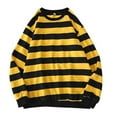 thumbnail image 1 of Fimkaul Women's Sweatshirt Long Sleeve Casual Tops Fall Winter Round Neck Stripe Tops Blouse Pullover Sweater Yellow M, 1 of 5