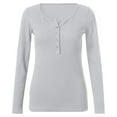 thumbnail image 1 of Fimkaul Women's Sweatshirt Long Sleeve Casual Tops V Neck Shirts Solid Button Down Basic Tops Tees Pullover Sweater Grey S, 1 of 4