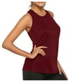 thumbnail image 1 of Fimkaul Women's Tank Top Sleeveless Casual Tops Workout Yoga Pleated Gym Athletic Racerback Basic Shirts Wine Red S, 1 of 4