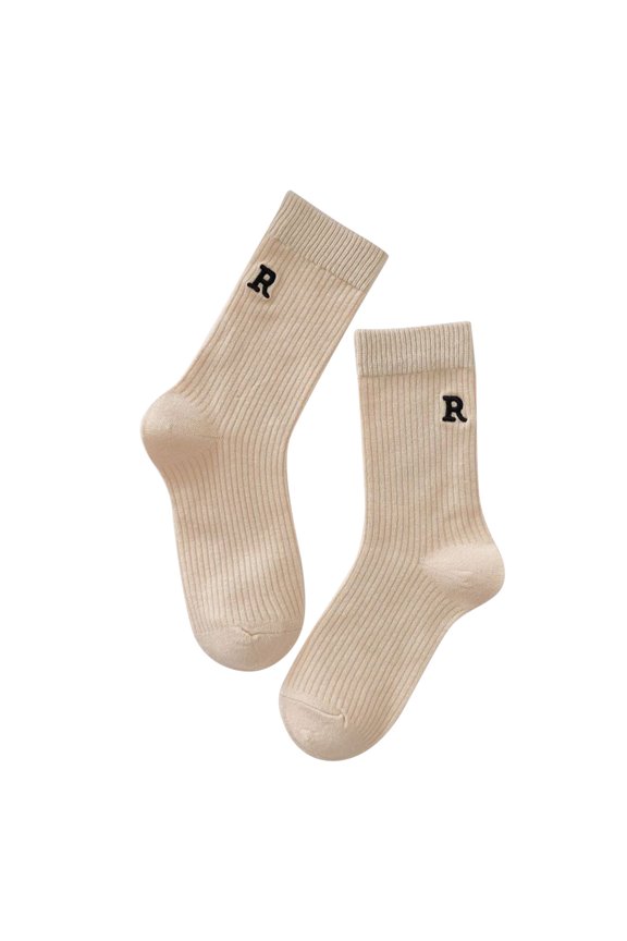 Women's Tights Stockings Socks Ladies Letter R Embroidered Candy Solid Long Pile Pile Womens Socks