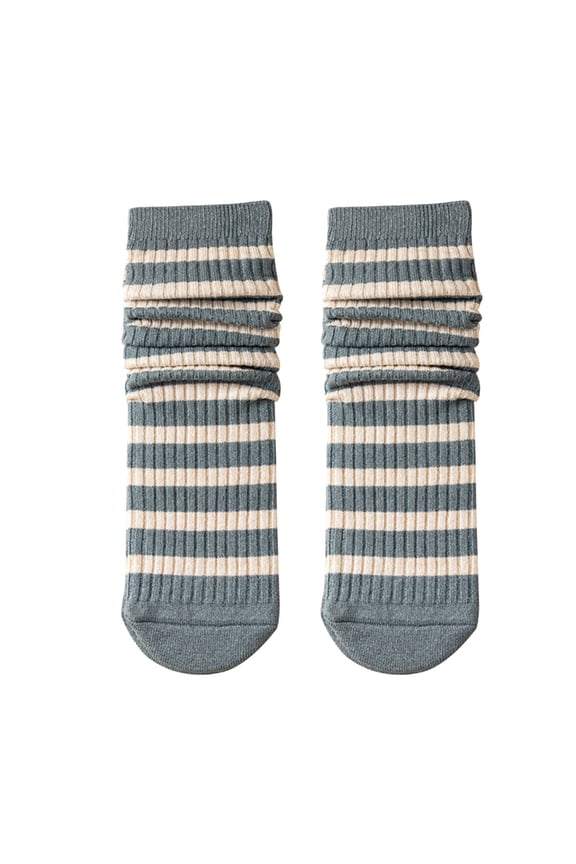 Women's Tights Stockings Socks Striped Mid Tube Fall Qinter Long Tube Pure Cotton Pile Womens Socks
