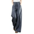 thumbnail image 1 of Fimkaul Women's Wide Leg Pants Summer Cotton Palazzo Long Pant With Pocket Casual High Waisted Straight Trousers Pants Grey L, 1 of 4