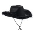 thumbnail image 1 of Fimkaul Womens Cowboy Hat With Feather Feather Brim Adult Size With Feathers For Party Play Dress Up Outfits For Sun Hats Summer Caps, 1 of 2