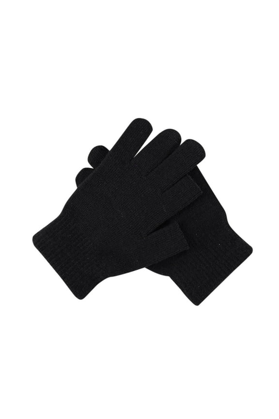 Womens Gloves Color Solid Stretch Show Knitted Cycling Writing Finger Wool Winter Gloves