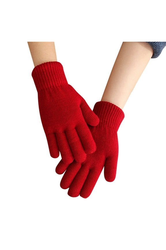 Womens Gloves Fall Simple Fashion Double Thick Knitted Warm Winter Gloves