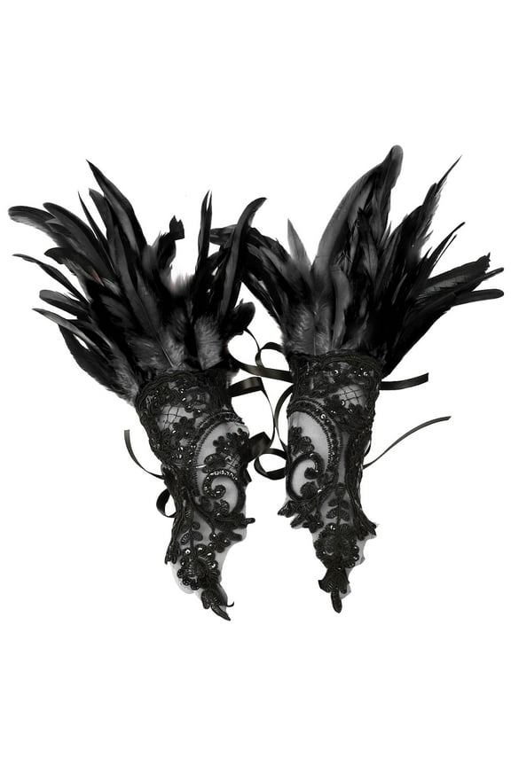 Womens Gloves Feather Decorative Carnival Party Accessories Masquerade Show Winter Gloves