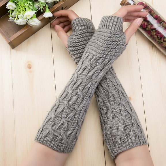 Womens Gloves Mitten Long Knitted Fingerless Arm Warmer Fashion Wrist Winter Gloves