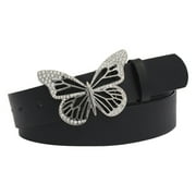 Fimkaul Womens Men Belt Fashion Soft Leather With Butterfly Buckle Belts