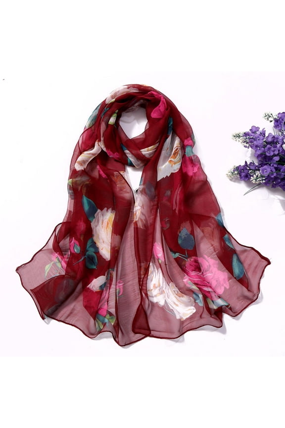 Womens Scarf Scarves Simulation Long Soft Wrap Printing Silk Roses Fashion Summer Winter Fall Shawl Wraps Scarfs