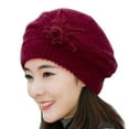 thumbnail image 1 of Fimkaul Womens Winter Beret Hats Fashion Flower Knit Crochet Warm Caps Berets Hat, 1 of 3