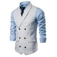 thumbnail image 1 of Fimkaule Formal Suit Vest for Men Waistcoat Double-breasted Pocket Striped Business Casual Wedding Vest Jacket Coat Dress Suits Vests Tops, 1 of 8