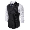 thumbnail image 1 of Fimkaule Formal Suit Vest for Men Waistcoat Double-breasted Pocket Striped Business Casual Wedding Vest Jacket Coat Dress Suits Vests Tops, 1 of 8