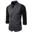 thumbnail image 1 of Fimkaule Formal Suit Vest for Men Waistcoat Double-breasted Pocket Striped Business Casual Wedding Vest Jacket Coat Dress Suits Vests Tops, 1 of 7