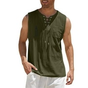 Fimkaule T Shirt for Men Sleeveless Spring And Summer Casual Sports Cotton Vest Painting Fitness Muscle Tank T-Shirt Tops