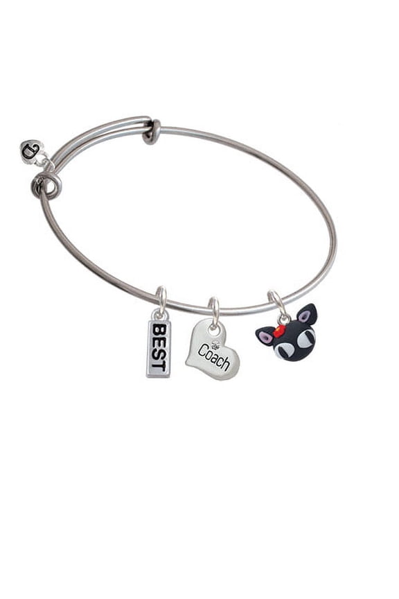Fimo Clay Cute Kitty Coach Heart Expandable Bangle Bracelet