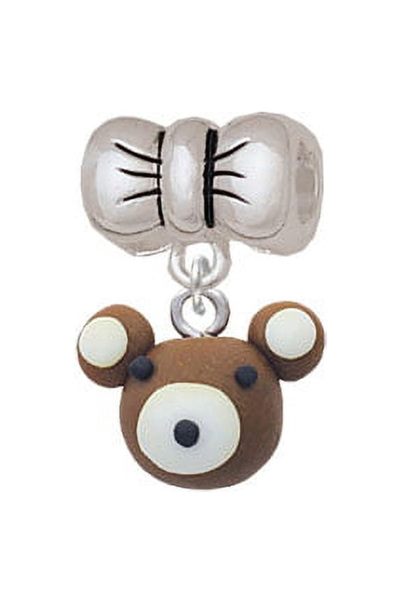 Fimo Clay Teddy Bear - Bow Charm Bead