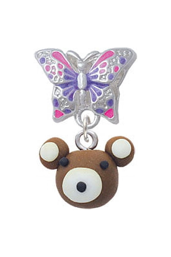 Fimo Clay Teddy Bear - Butterfly Charm Bead