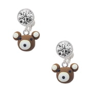 Fimo Clay Teddy Bear Clear Crystal Clip On Earrings