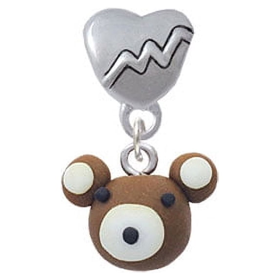 Fimo Clay Teddy Bear - Heartbeat Charm Bead