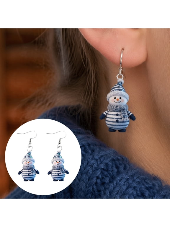 1 Pair Cute Christmas Snowman Dangle Drop Earrings, Acrylic Snowman Hook Earrings, Winter Holiday Party Jewelry for Women