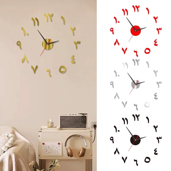Fimosne Nordic Style Wall Clock with Lasers Engraving 3D Digital Display Silent Sweep Movement Easy Installation Clock Room Decor