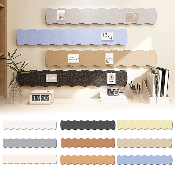 Fimosne Scalloped Felt Pin Bulletin Board Bar Strips Self-Adhesive Felt Cork Board Strips for Office School Home Wall Decor Stickers Memos Schedules Photos Display