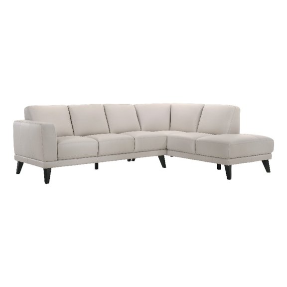 Fin 71 Inch Left Arm Facing Sofa- Mist Gray Finish- Genuine Italian Leather