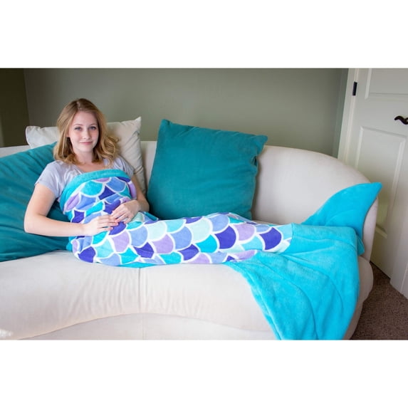 Fin Fun Mermaid Tail Blanket Kids, Girls and Boys - Cuddle Tails - Perfect Birthday and Christmas Gift, High Quality - Kids, Aqua Dream