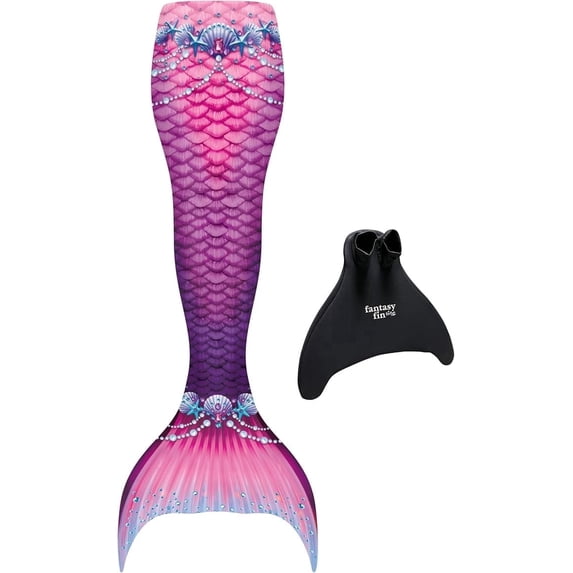 Fin Fun Fantasy Mermaid Tail for Girls and Boys, Monofin for Swimming Included, fits Youth Large to XLarge - Pink - New Edition